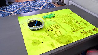 Bound sub throating penis