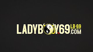 Long-legged ladyboy in sandals plays with her small cock in