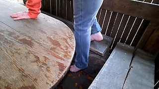 Vagina Slapping and Labia Pulling on the Picnic Table