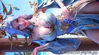 Beautiful blue eyed girl and her sublimated dance after an unforgettable night with her love AI