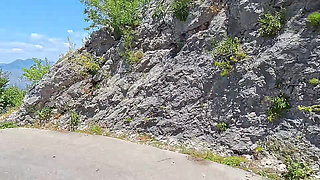 Rough Outdoor Fuck on the Car in Montenegro- Sexy Brunette Latina Show Extreme Blowjob and Fuck Doggy Style in POV