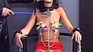 Mature Brunette MILF Bound for Nipple Clamp Play