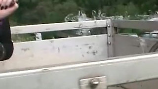 Fucked outdoors and tied to a pole