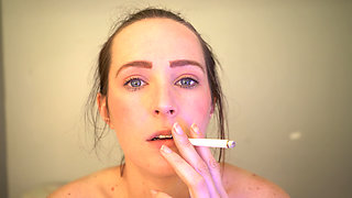 Sexy Close up Cute Smoking Session - Petite Redhead Lip Tease