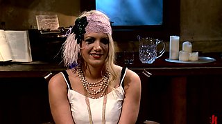 Blonde tight pussy babe solo fingering in glamour solo