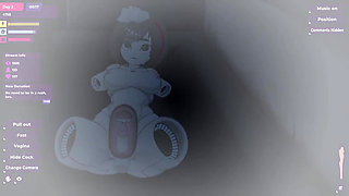 Futuristic discarded robot girl