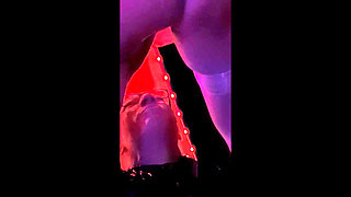 Long cock dildo on Hotwife while tied to a cross