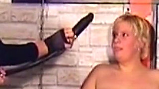 Mature Mistress Toys Her Bound Blonde Sub Hard