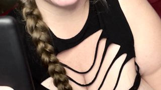 Cute blonde with big boobs solo