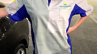 Amateur Gas Station Sex Scandal: Attendant & Manager BBC Anal Outdoors