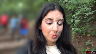 Crazy Cumwalk in Public Park Full of People - Public Blowjob Flashing