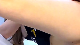 Cum on his stepsister's ass in the kitchen.
