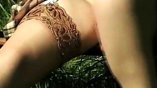 Vintage British Babe Sara Opens Her Legs Outdoors