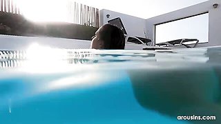 Underwater posing session with a long-legged girlfriend Dee Vine