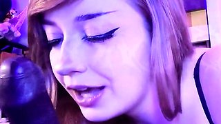emo girl gags on cock (LOTS OF DROOL/SPIT)