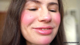 Pillow-soft Glossed Lips in a Melting Sensual Kiss