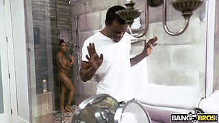 Shower With Sexy Ebony Stepdaugher