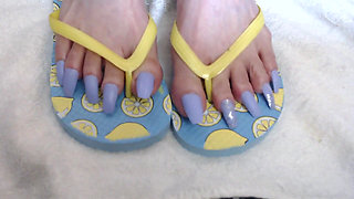 Lavender long long toenails wiggle wave