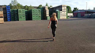 Granny Walking Outside in Black Leggins