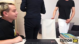 Tutor4k. russian blondie schoolteacher got some sperm into her coffee and then into her mouth