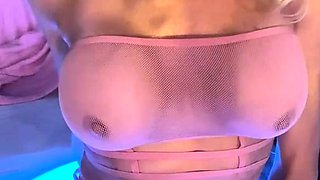 Big Boobed Blonde Masturbates With A Dildo In The Bathroom