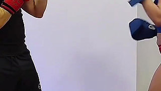Nerdy Teen First Boxing Training Day Jumping Jacks Tits Out