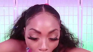 Hot Ebony Babe Cali Caliente Deepthroating Big Cock POV