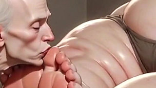 Thin Slave Boy Licking Huge SSBBW Mistress Soft Feet