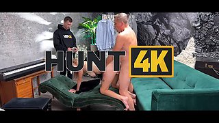 HUNT4K. Blondie Naomi Love seduced a rich dude with her big natural tits in front of her BF: Porn