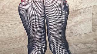 Don't Cum so Fast on My Beautiful Fishnet Toes
