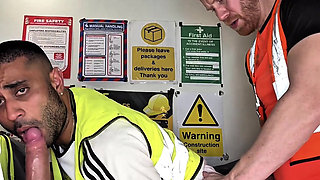 Sloppy seconds Slut bottom takes 2 big cocks and  double creampie on the Construction site.