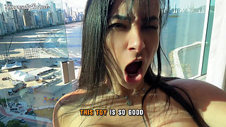 Public Fucking and Cumming in the Balcony Right in Front of the Beach Everybody Saw It