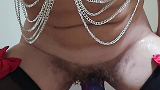 Crazy Horny Wife Hard Squirting on Huge Dildo (part 2)