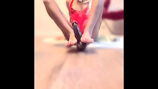 Emily masturbating and rubbing cock