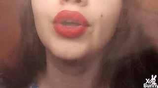 XO Bunny Big Red Lips Smoking Close Up POV