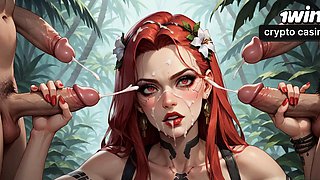 Jungle Cyborg Wet Orgy - 5some awesome fucky-fucky party