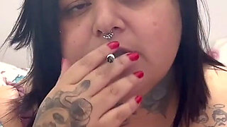 Chubby Woman BBW Smoking and Playing with Her Pussy