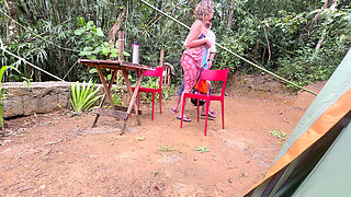 Naughty Woman Gives a Blowjob and Rides a Stranger at the Campsite.
