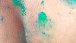 Holi Sex Stepbrother Applied Color to Stepsister