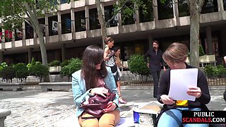 BDSM public babe humiliated outdoor by master and domina