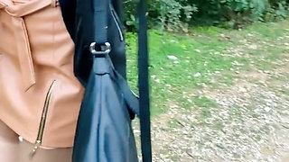 Lady Oups Submissive Stepmom in Leather Skirt and Collar
