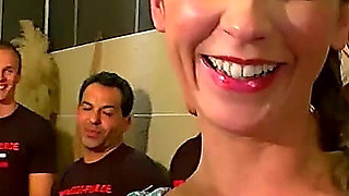 Bukkake Slut Gets Her Face Drenched by a Massive Crowd
