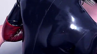 Anal Fisting College Two Doms in Red Latex