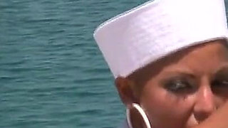 Big Tits Sailor Babe Flashing Outdoors by the Sea