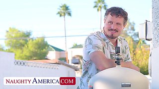 Charlie Valentine finds a way to use the pool guys equipment for long-awaited satisfaction: Porn