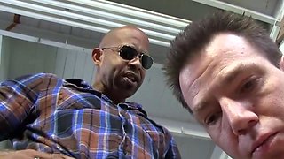 Interracial blondie humiliates her cuckold husband
