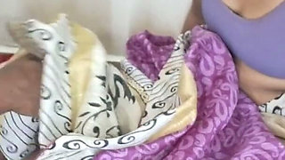 Masked Desi Couple’s Romantic Kiss & Hot Pose Session - Saree Beauty Teases Her Man