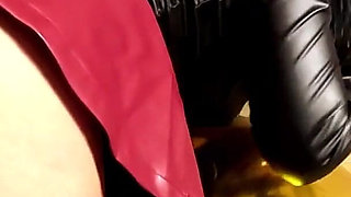 Shiny Inflatable Balloon Fetish. Leather Smoking, Spitting and Double Cum Licking