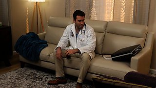 Blonde teen masturbates with toy in ass