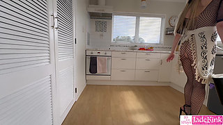 A sexy domestic servant is recorded while she cleans the house